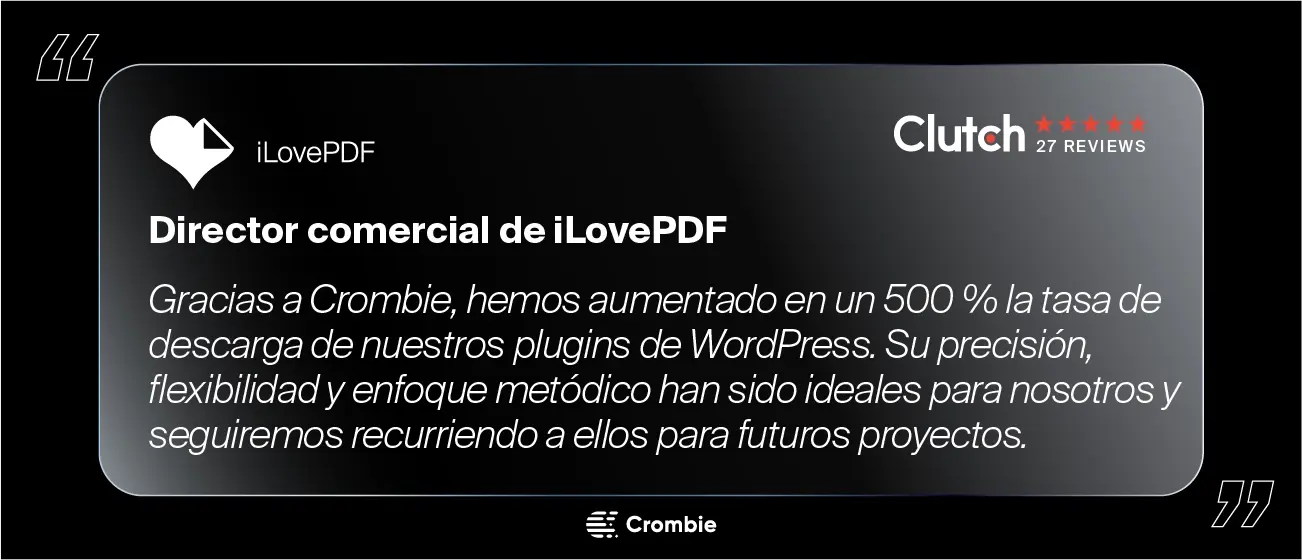 Reseña de iLovePDF sobre Crombie. donde resalta la precisión, flexibilidad y enfoque metódico del equipo.